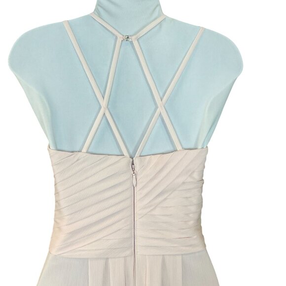 Azazie Blushing Pink A-Line Pleated Bodice Chiffon Strappy Gown 0 - Picture 8 of 14
